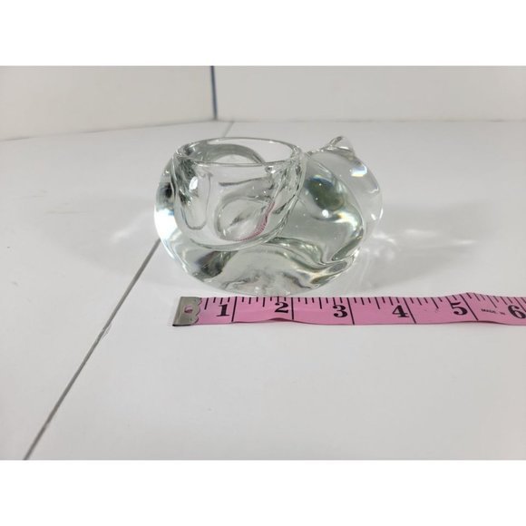 Indiana Glass Heavy Clear Crystal Glass Sleeping Cat Votive Candle Holder - Picture 6 of 10